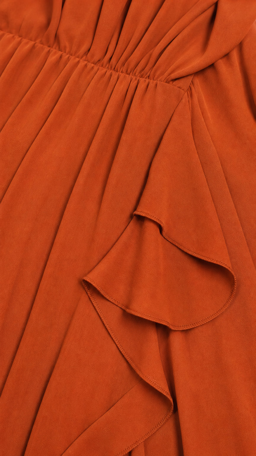 Close-up of chiffon fabric texture and cascading ruffles